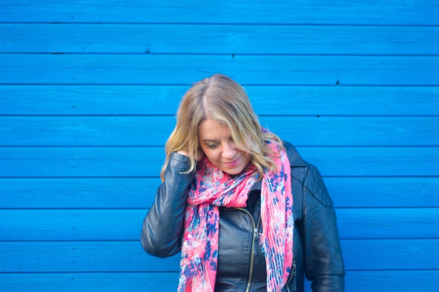 Paula infront of Blue Beach Huts web.jpg